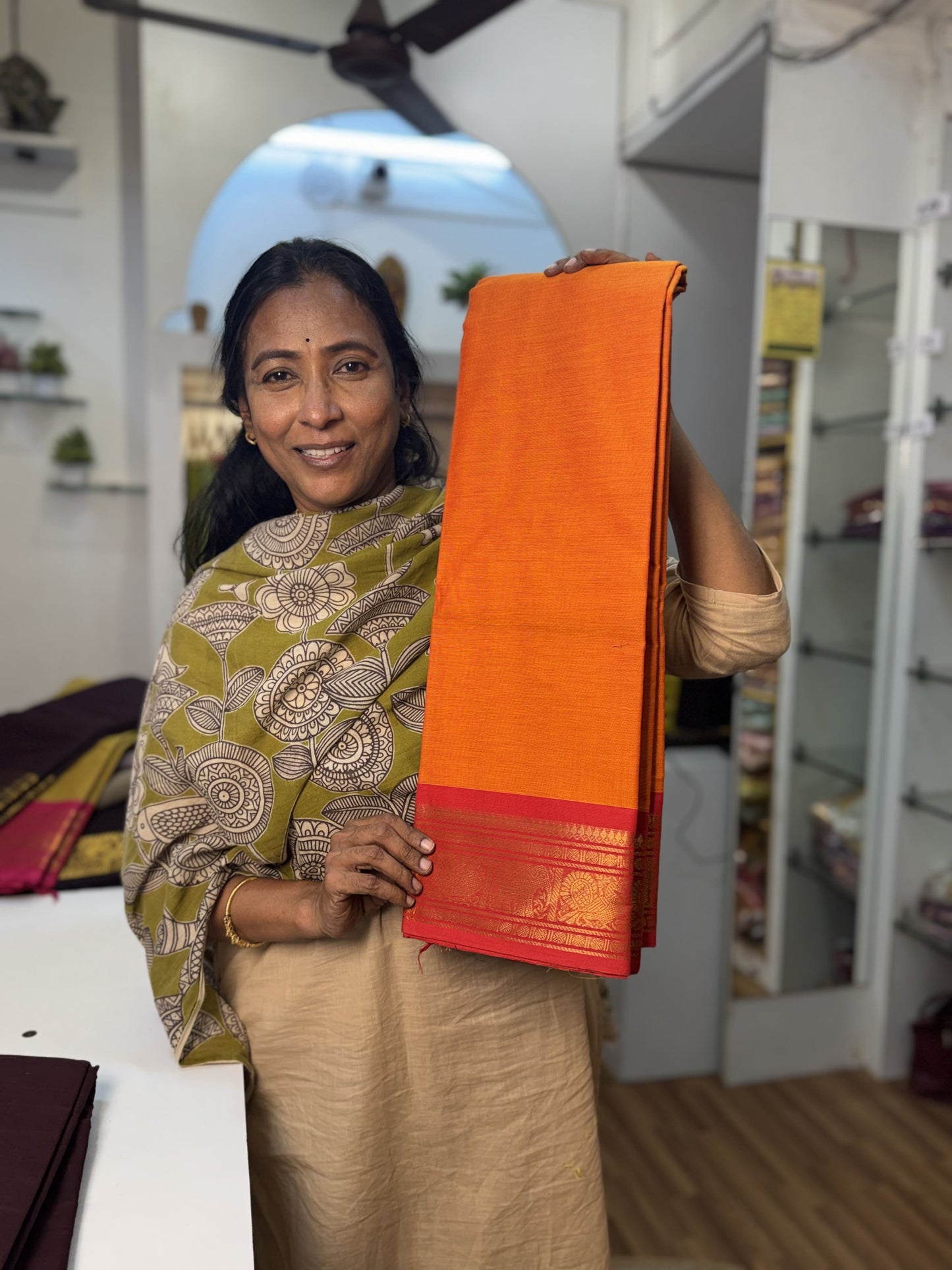 Orange Chettinad Cotton