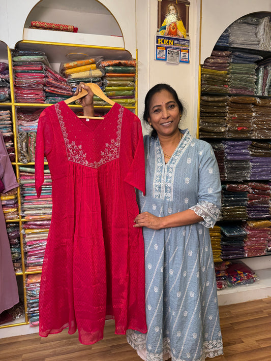 Dark Pink  Ready to wear Kurthi