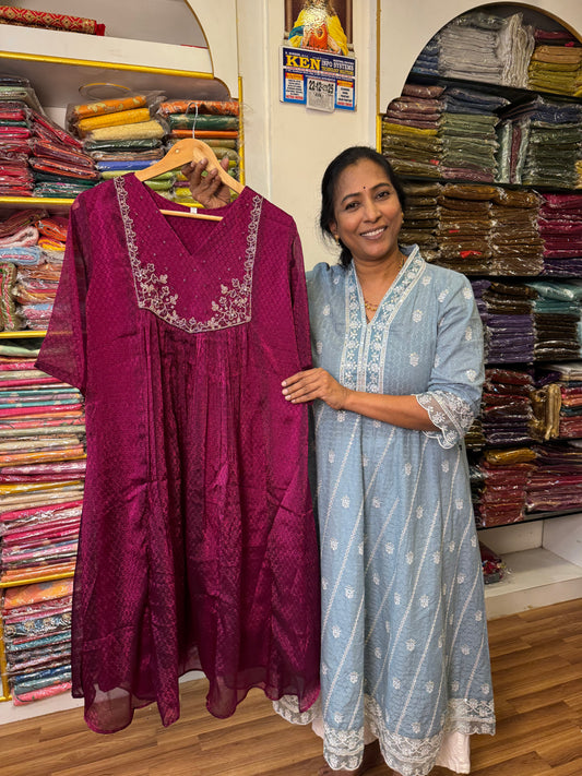 Wine Ready to wear Kurthi