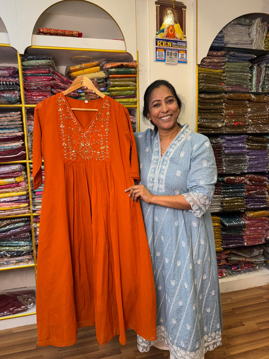 Orange Ready to wear Kurthi