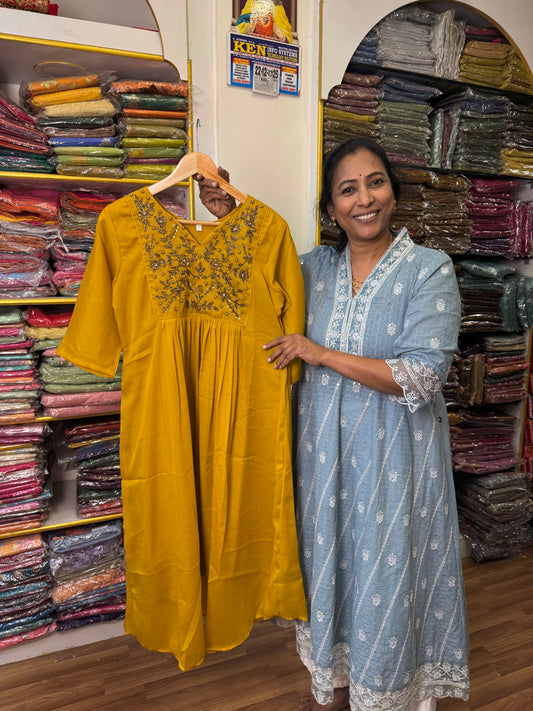 Mustard Yellow Ready to wear Kurthi