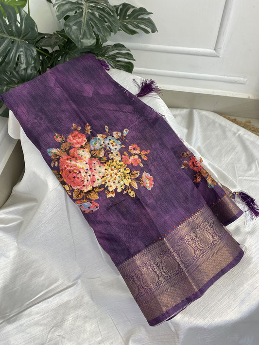 Purple Premium Dola Silk Saree