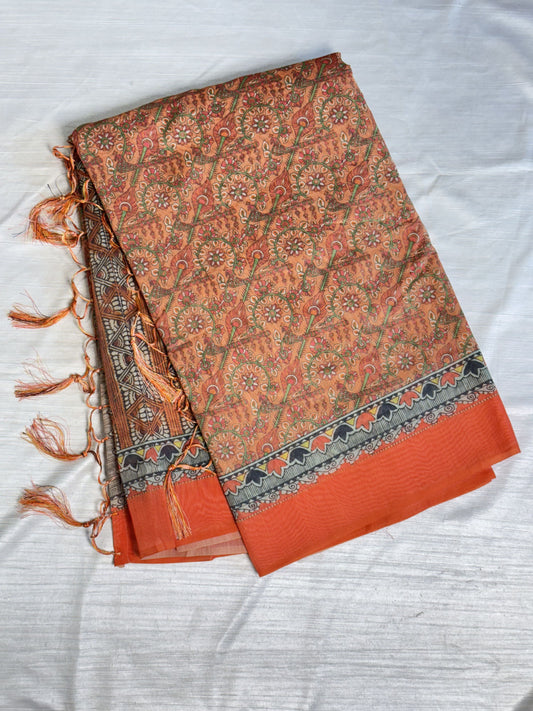 Orange Chanderi Saree