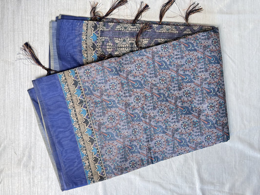 Blue Chanderi Saree