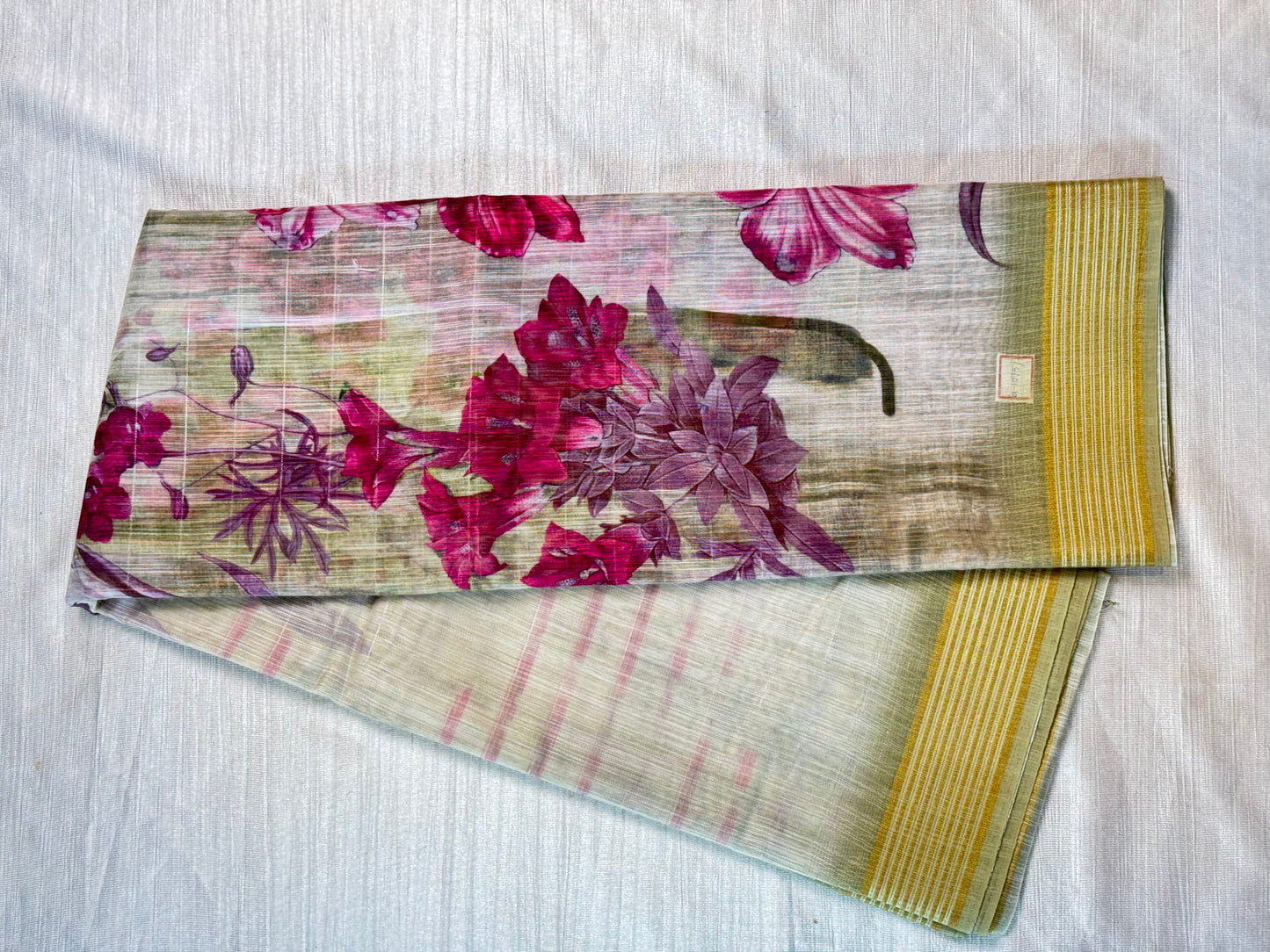 Off White linen Saree