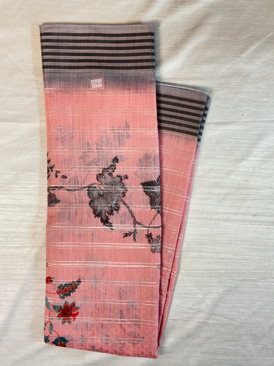 Pink linen Saree