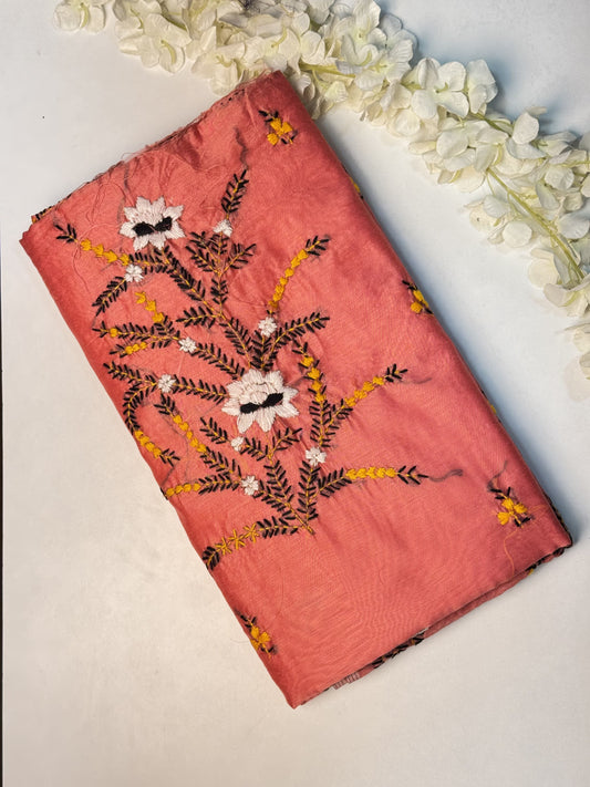 Light Peach Chanderi Semi Silk Saree