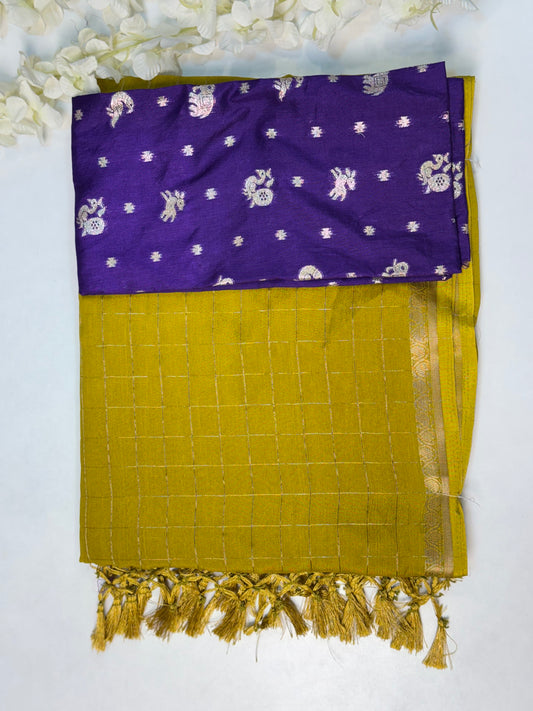 Mehendi Green  Chiffon Saree