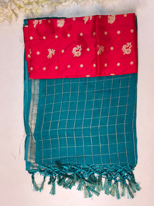 Rama green Chiffon Saree