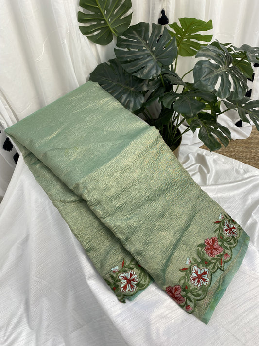 Ice Green Tissue Saree