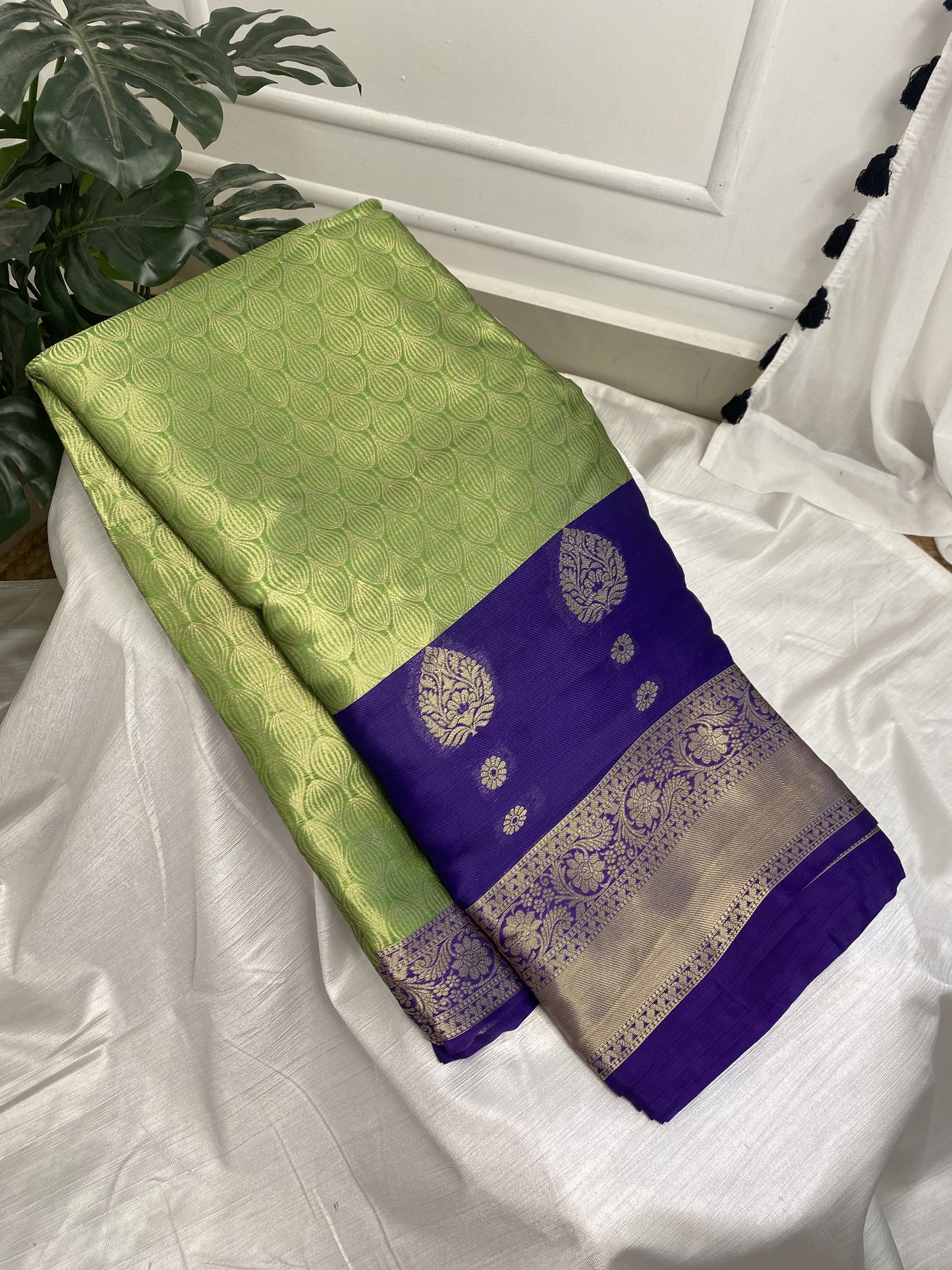 Light Green Blue Tissue Saree