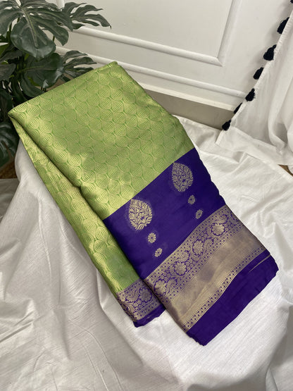 Light Green Blue Tissue Saree with Work Blouse Combo