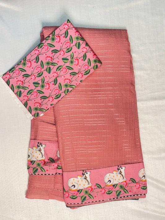 Peach Georgette Saree