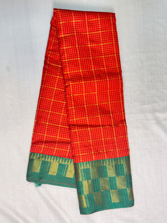 Red  Semi Cotton Saree