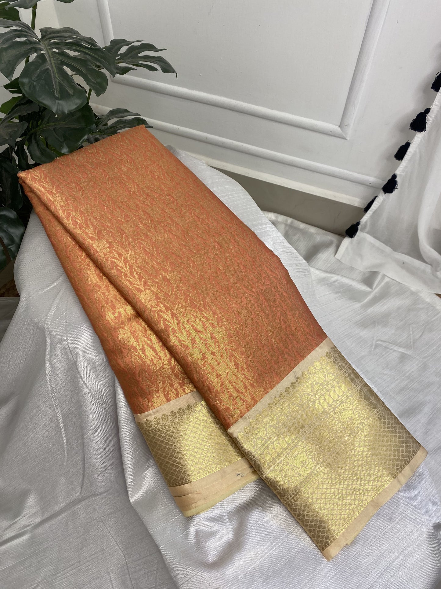 Peach Semi Silk Saree