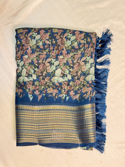 Teal Blue Georgette Saree