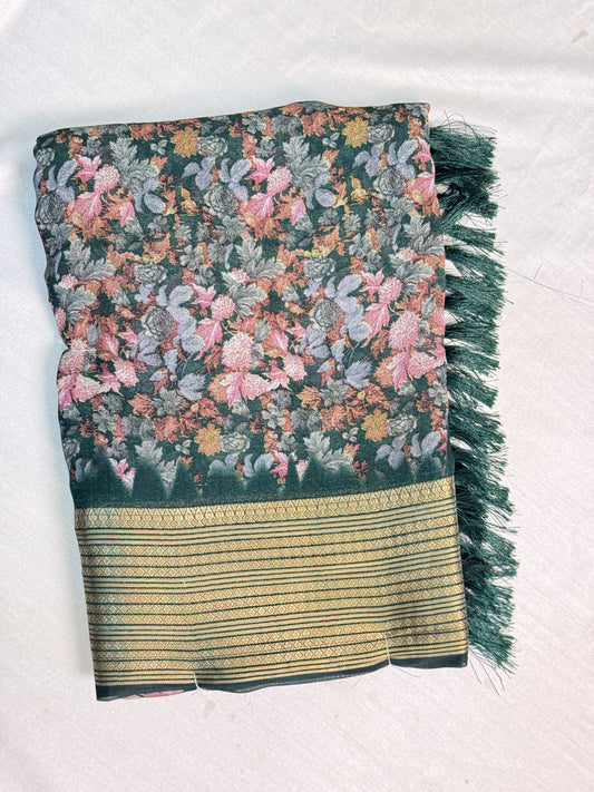 Dark Green Georgette Saree