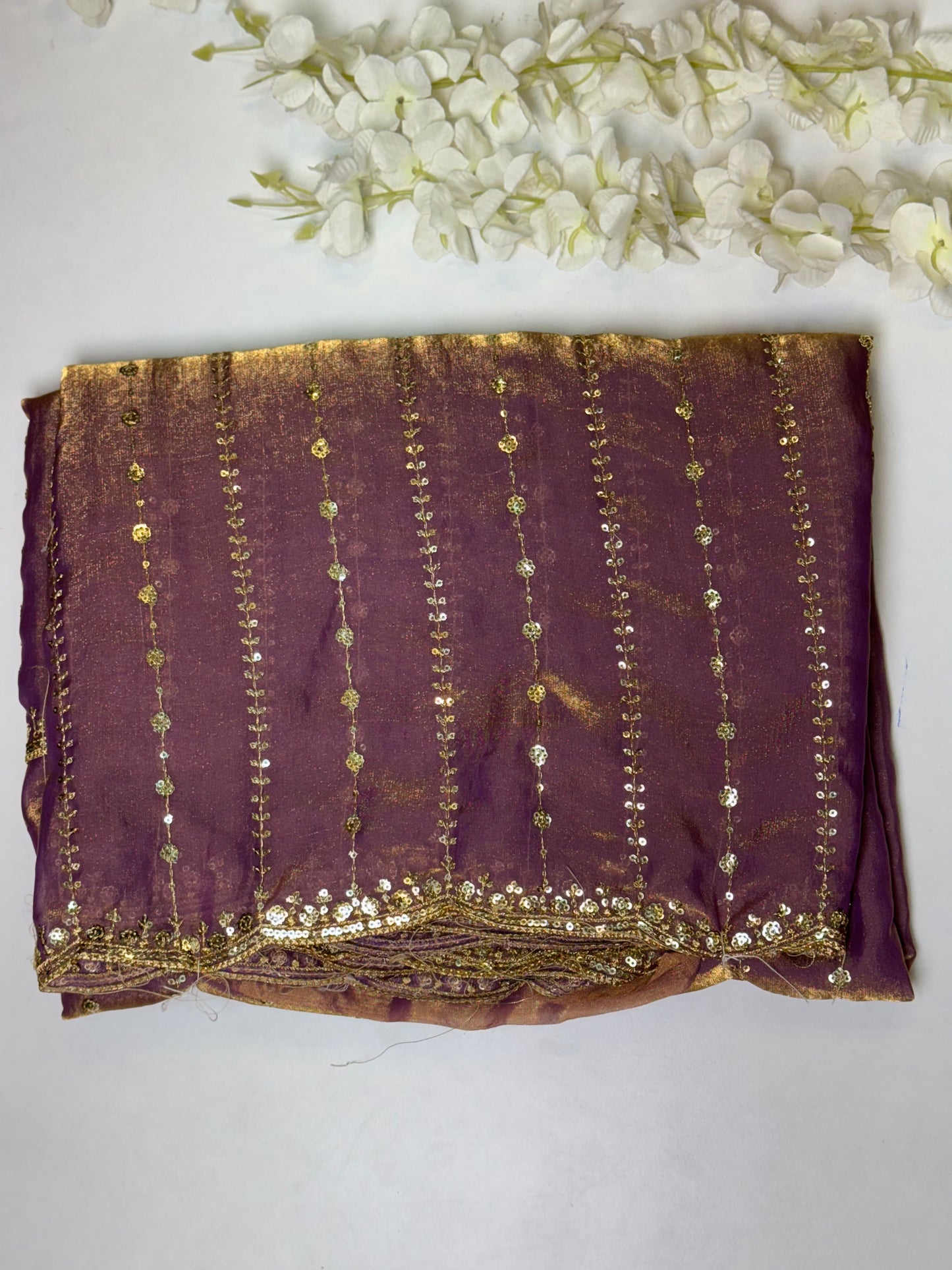 Light lavender Space Silk Designer Saree
