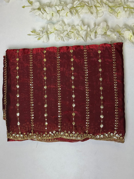 Maroon Space Silk Designer Saree