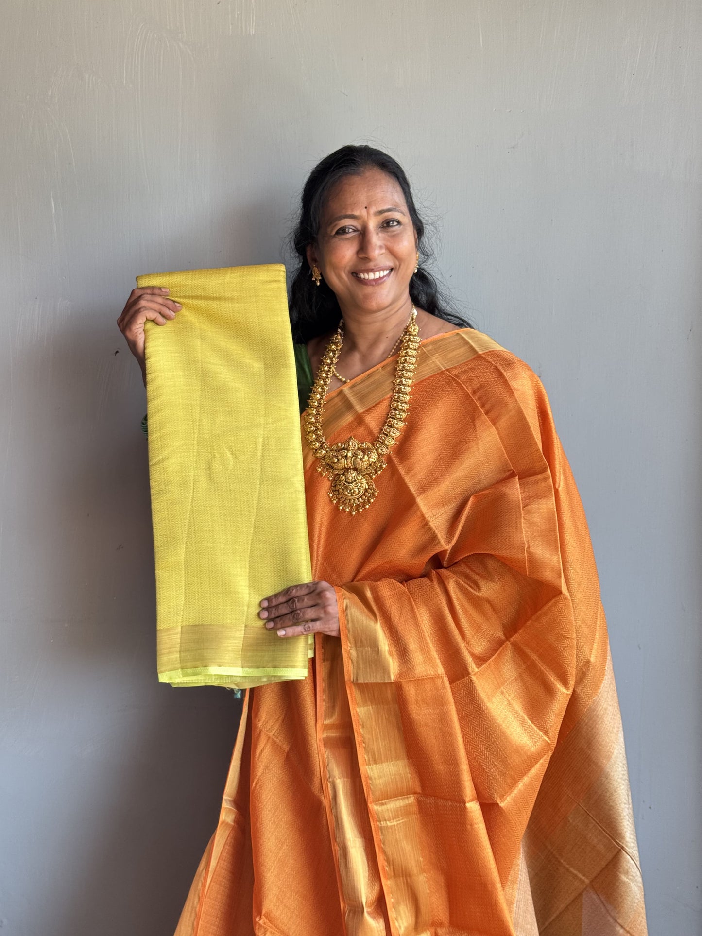 Neon Green Semi Tusser Saree