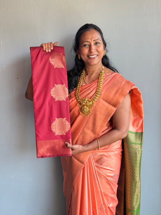 Tomato Pink  Soft Silk Saree