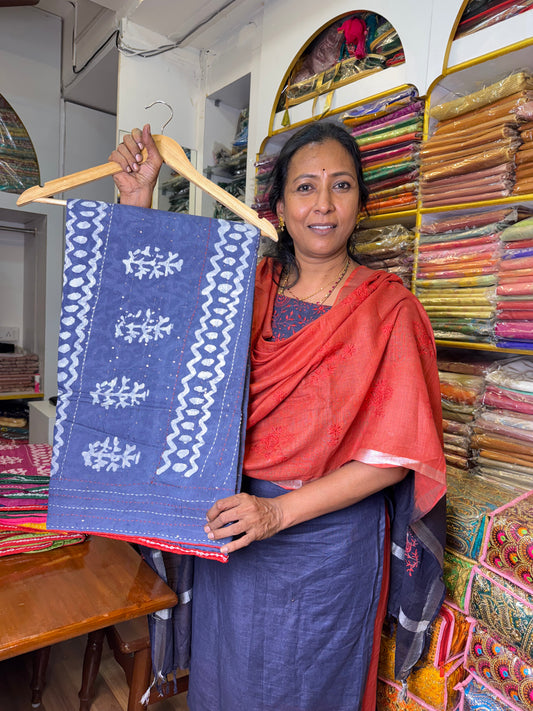 Blue Cotton Saree