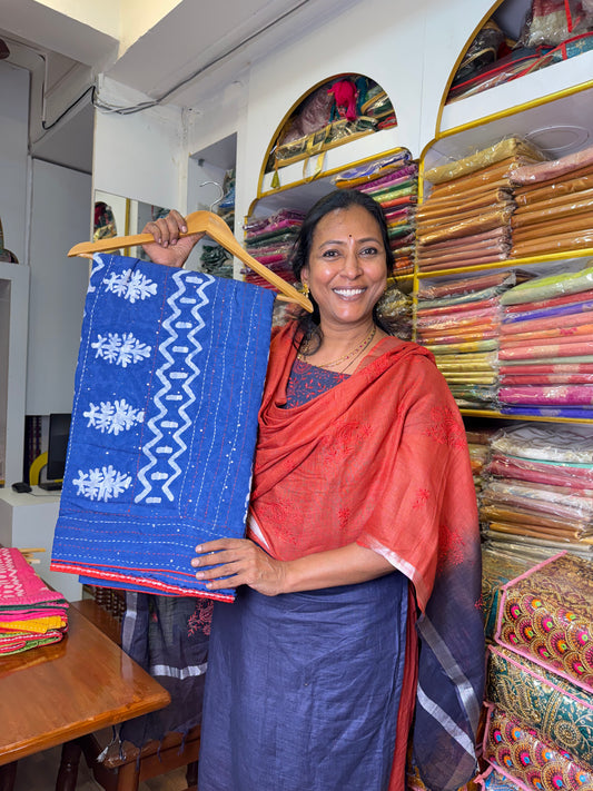 Royal Blue Cotton Saree