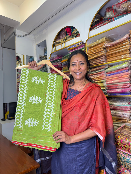Green Cotton Saree