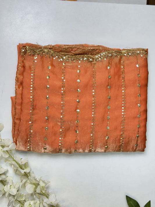 Peach Space Silk Designer Saree