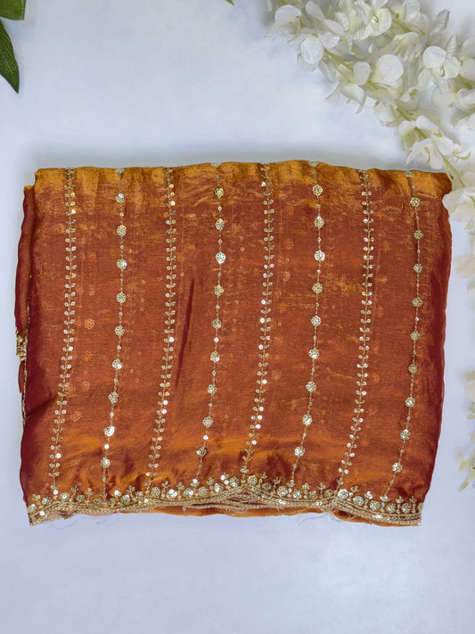 Golden Pink Space Silk Designer Saree