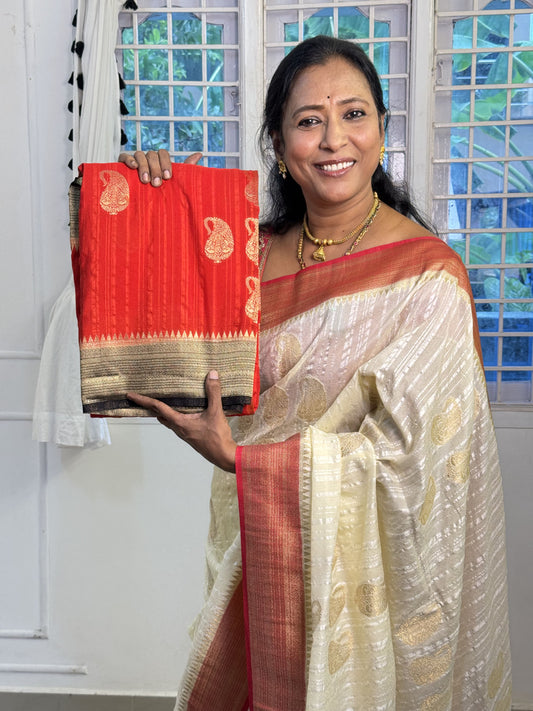 Red Bhagalpuri Soft Silk Saree