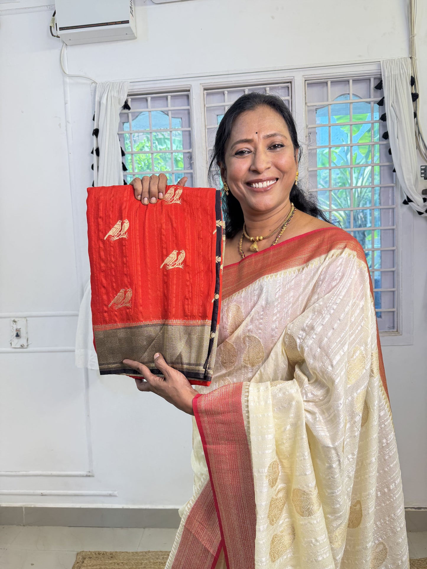 Red Viscose Georgette Saree