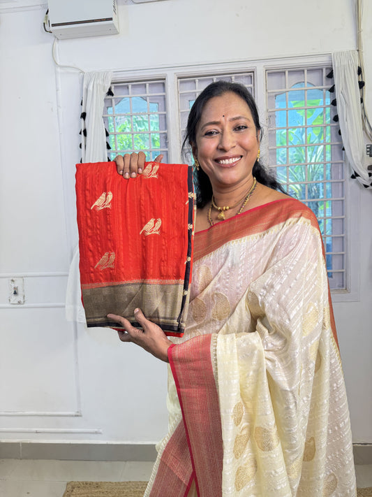 Red Bhagalpuri Soft Silk Saree