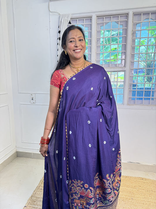 Purple Cotton Saree