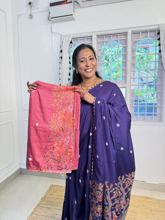 Nude Pink Cotton Saree