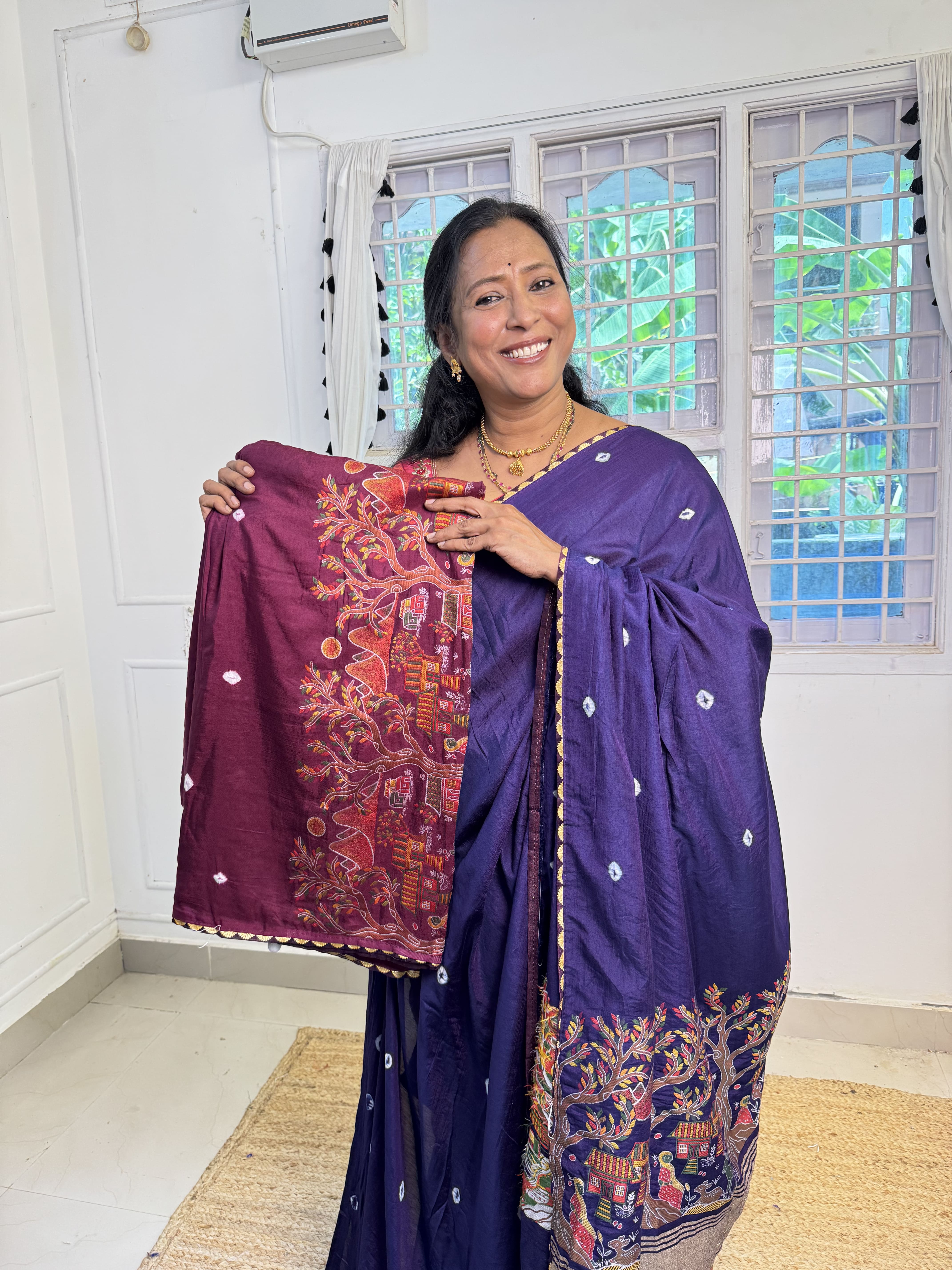 Majentha Cotton Saree – Manya Clothing
