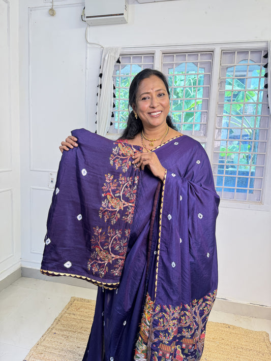 Purple Cotton Saree