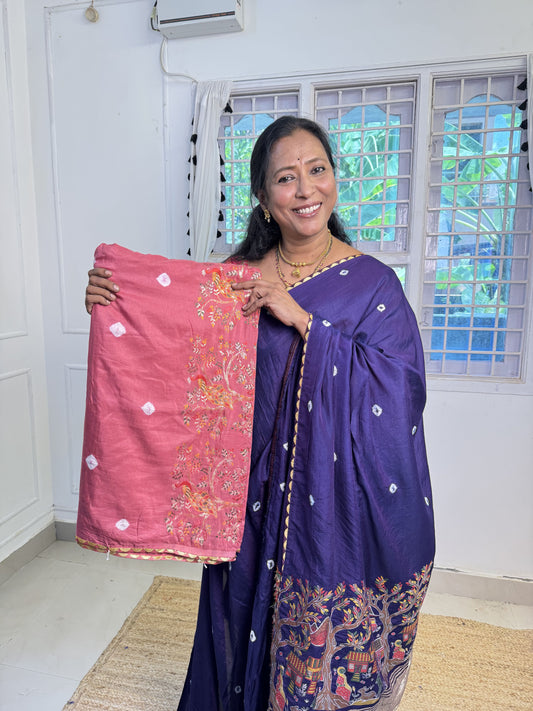 Pink Cotton Saree