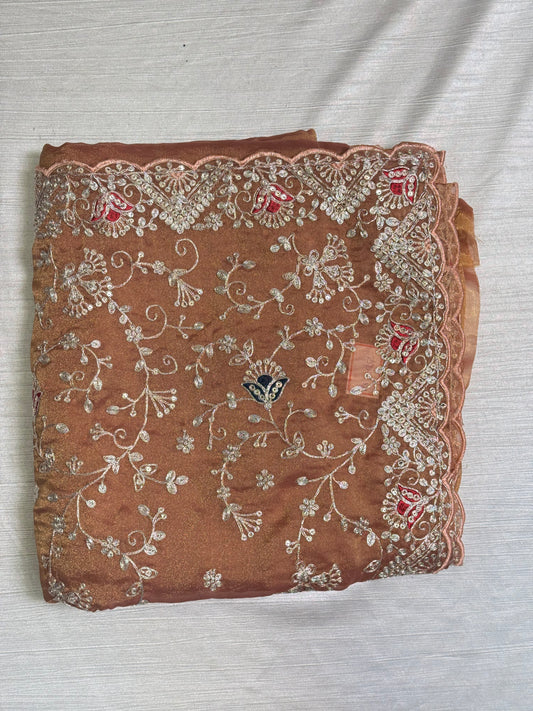Light  Peach Designer Saree