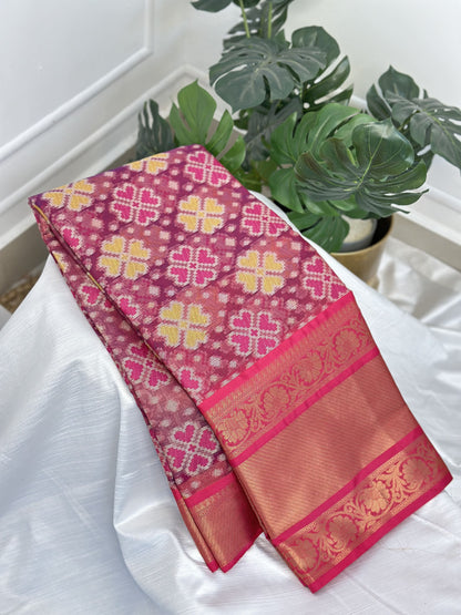 Purple Pink Warm Silk Saree with work blouse combo