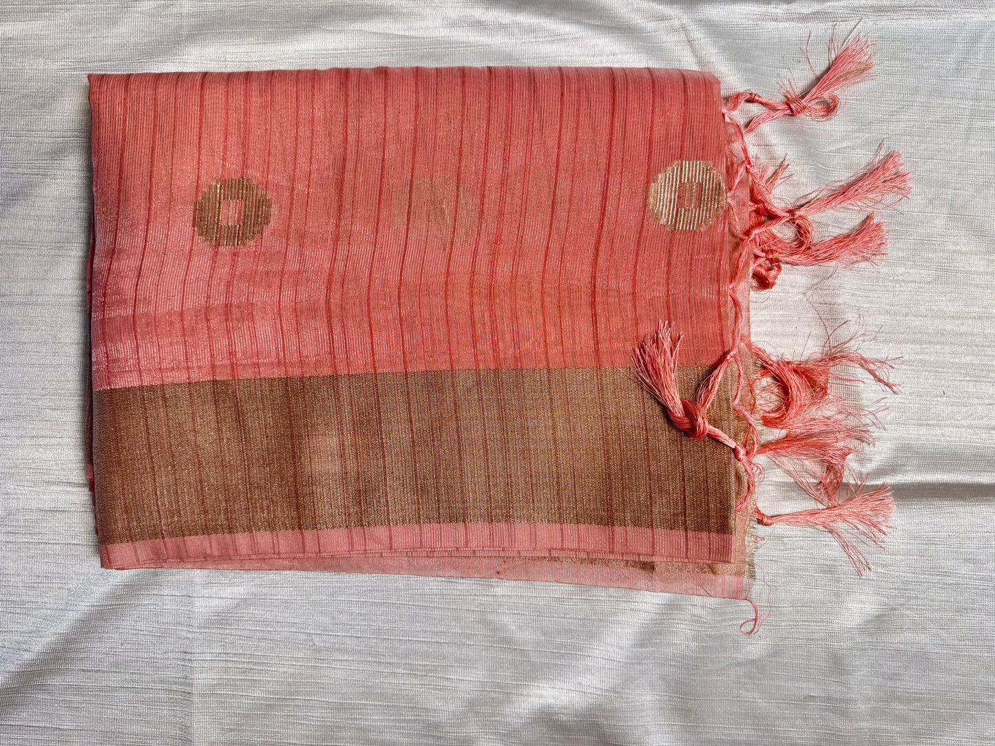 Peach Cotton Saree