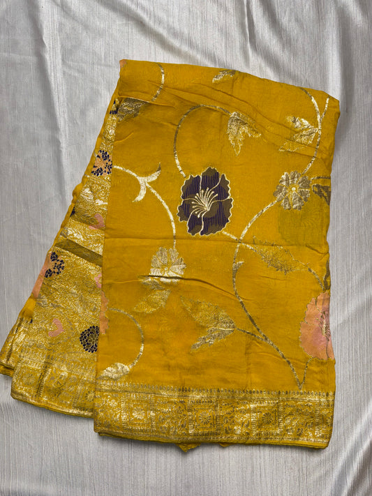 Yellow Georgette Saree