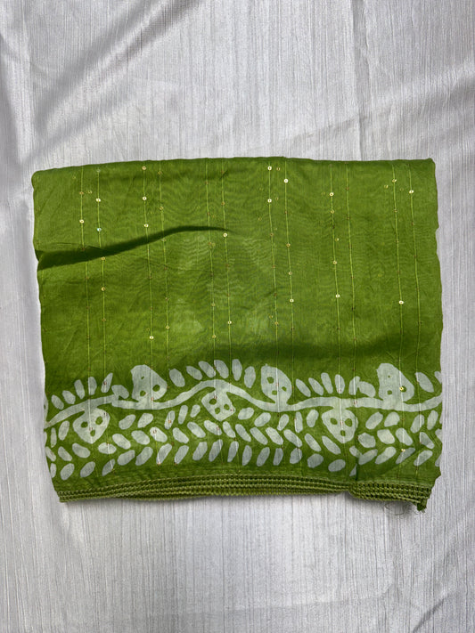 Parrot Green Staple Cotton Saree