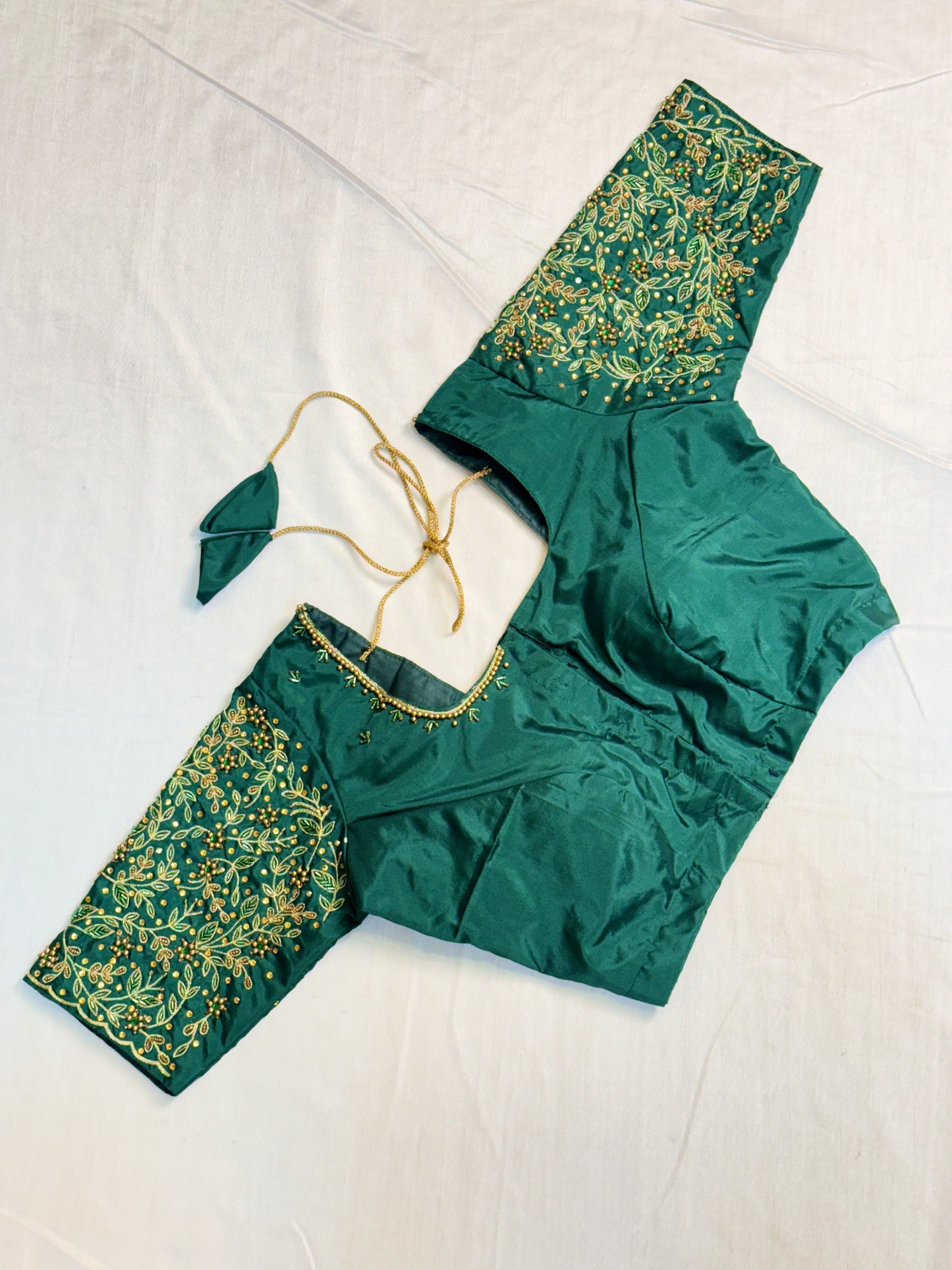 Dark Green Ready to Wear Hand Work Blouse