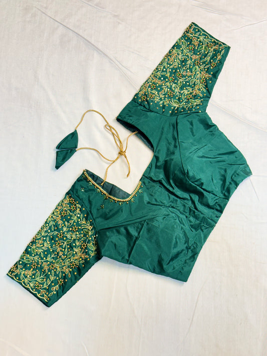 Dark Green Ready to Wear Hand Work Blouse