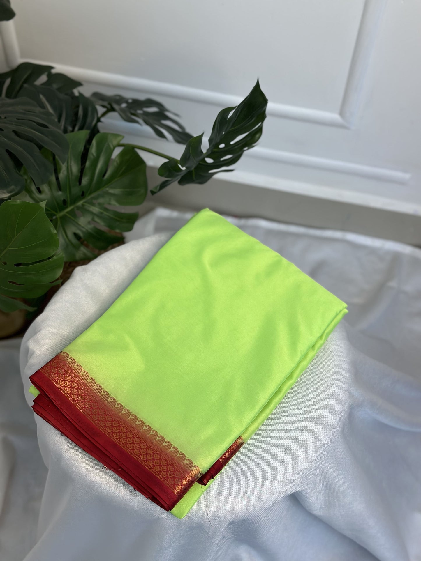 Slime Green Crepe Silk Saree