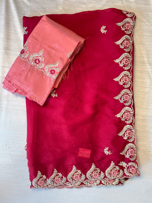 Dark Pink Designer Saree