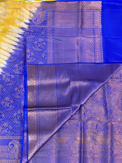 Blue Yellow Tissue Saree