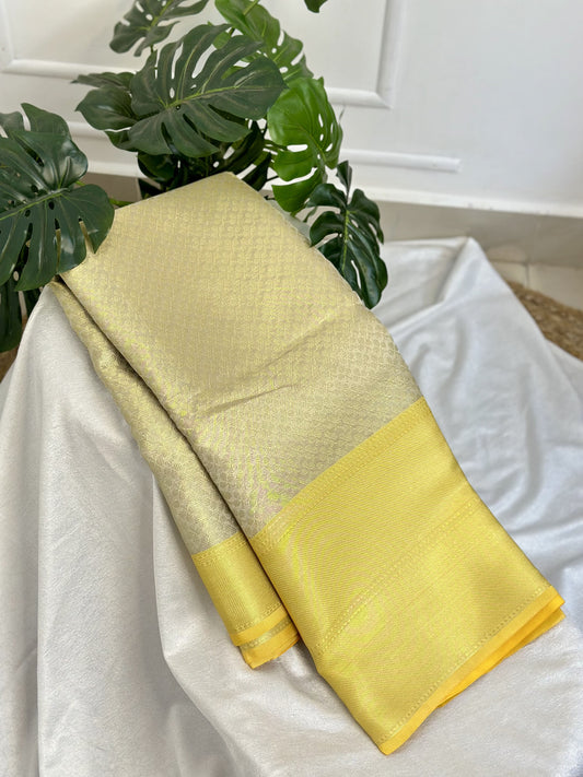 Halfwhite Yellow  Tissue Saree