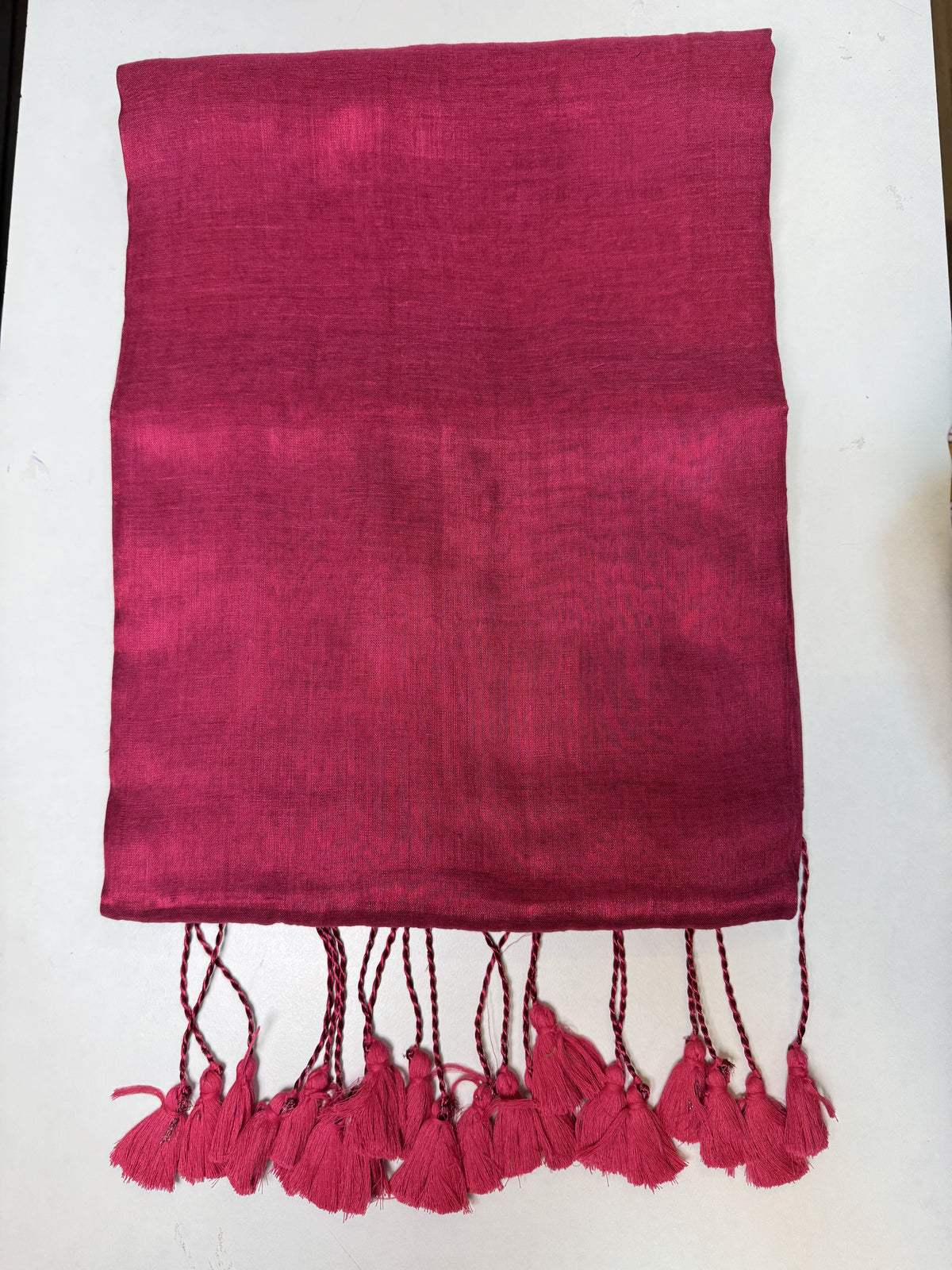 Pink, Pink Tassels Plain Khadi Tissue Saree